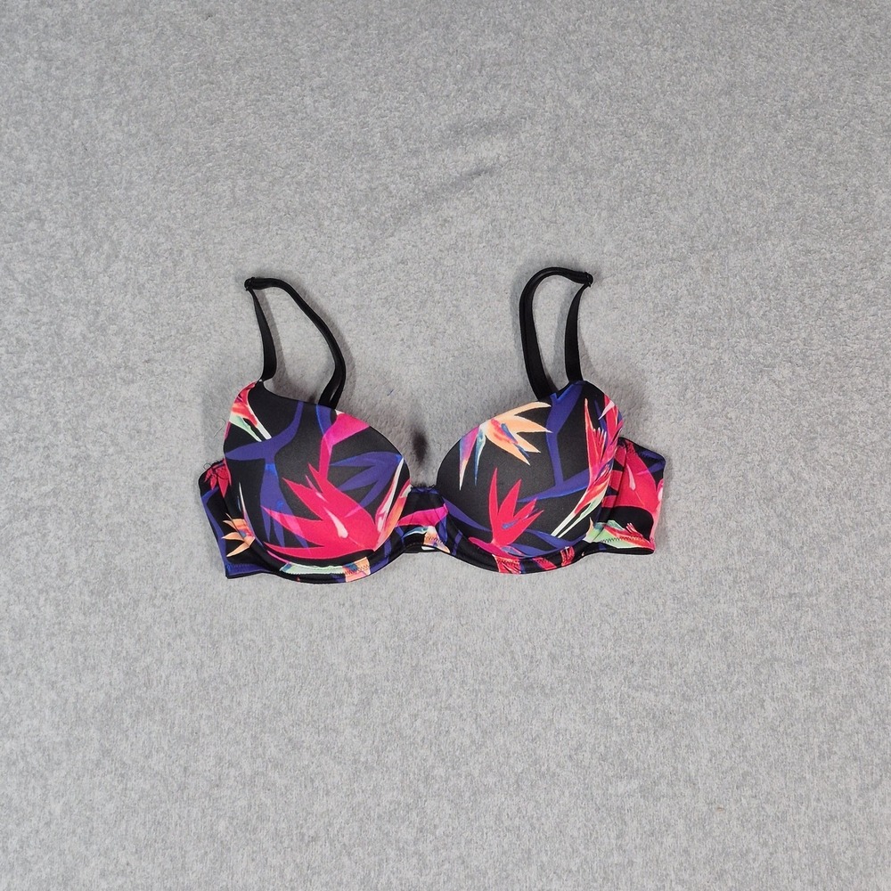 PINK‎ Victoria's Secret Women Bra 32C Black Floral Wear Everywhere Lightly Lined